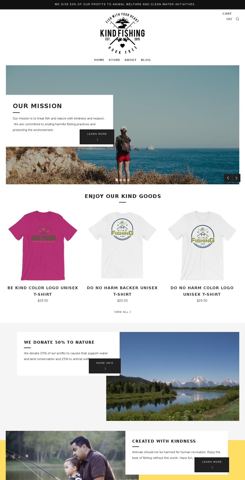 kindfishing.com — Shopify storefront screenshot