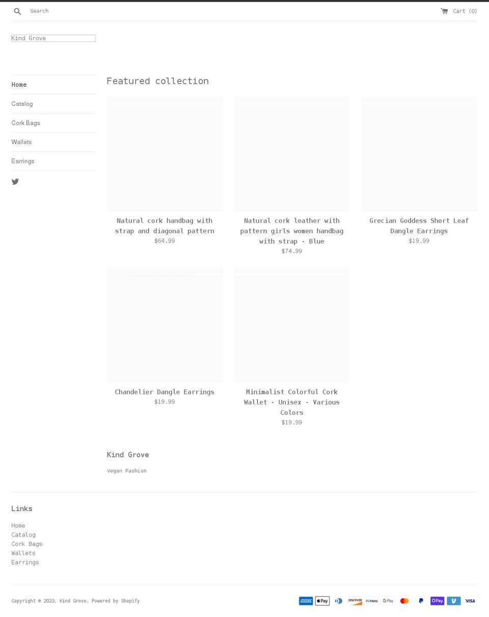kindgrove.com shopify website screenshot