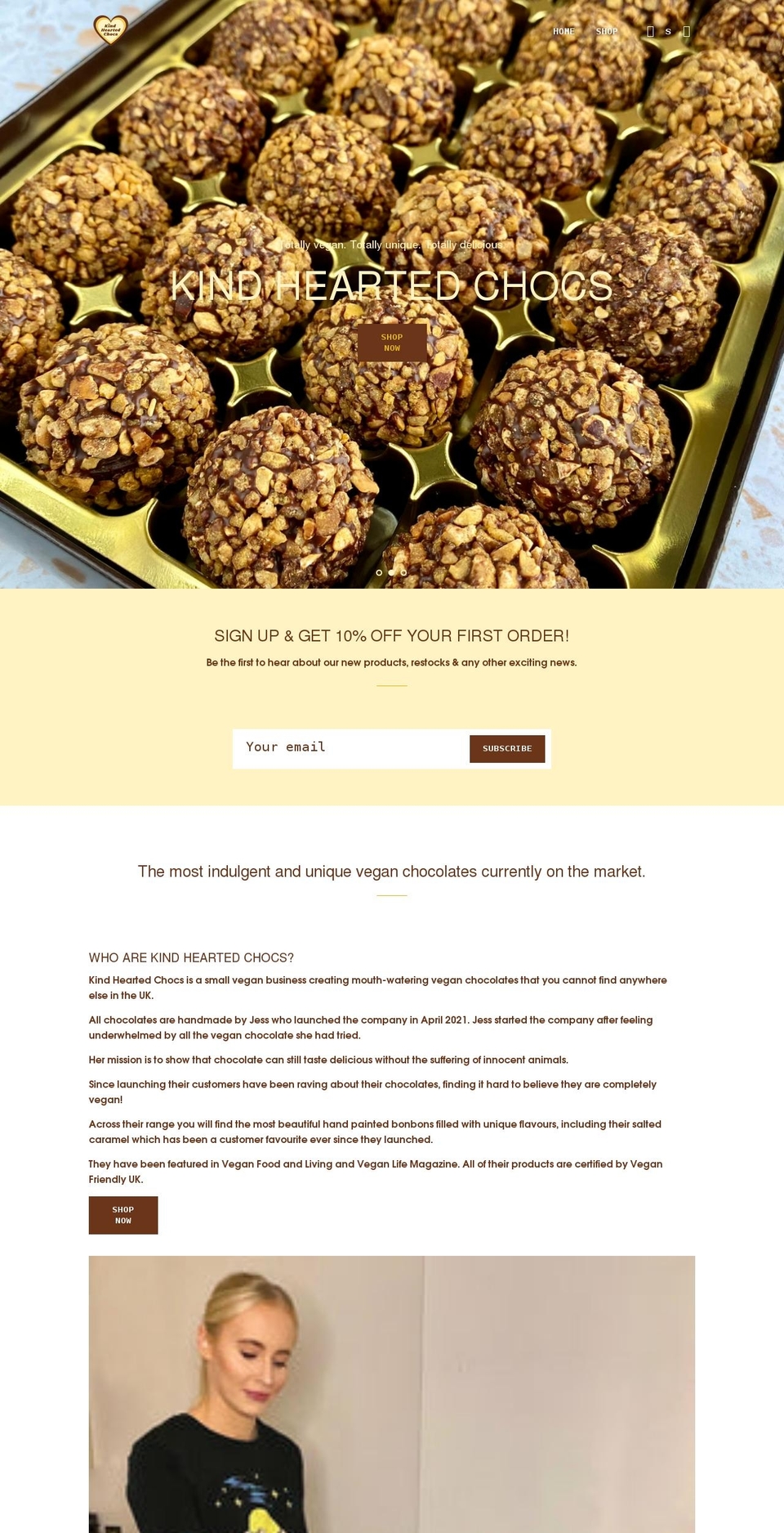 kindheartedchocs.com shopify website screenshot