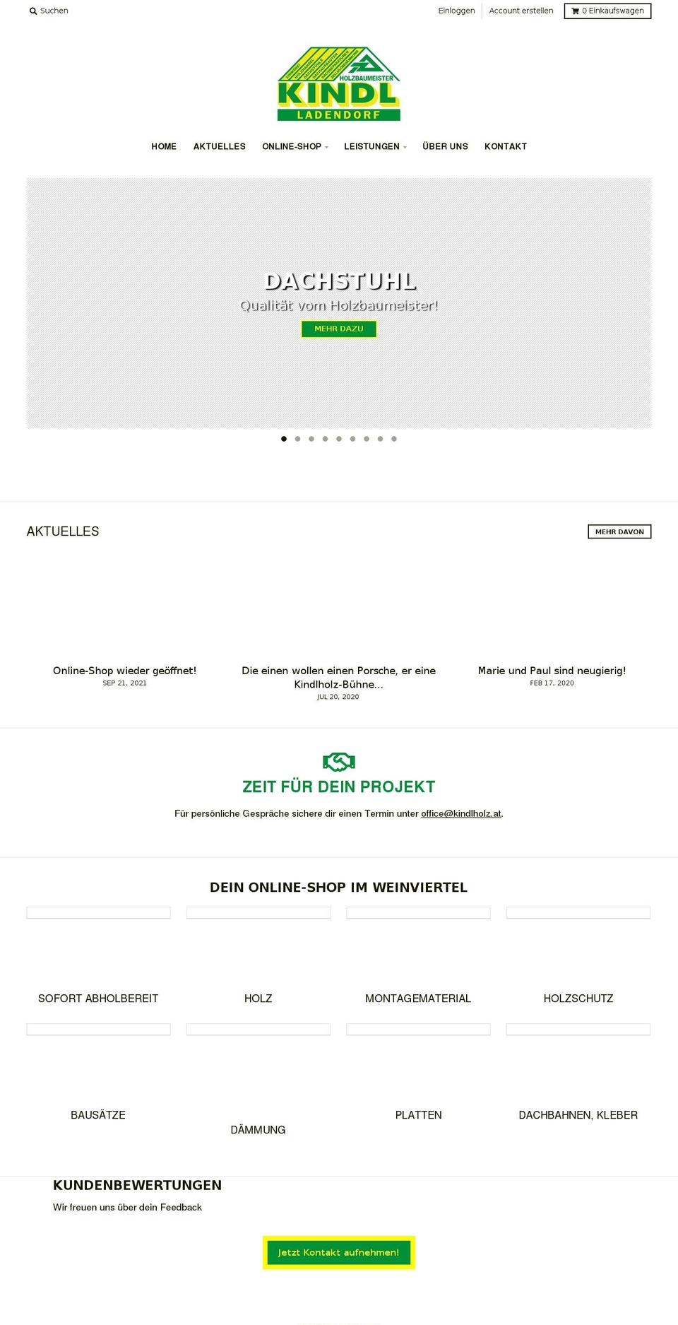 kindlholz.at shopify website screenshot