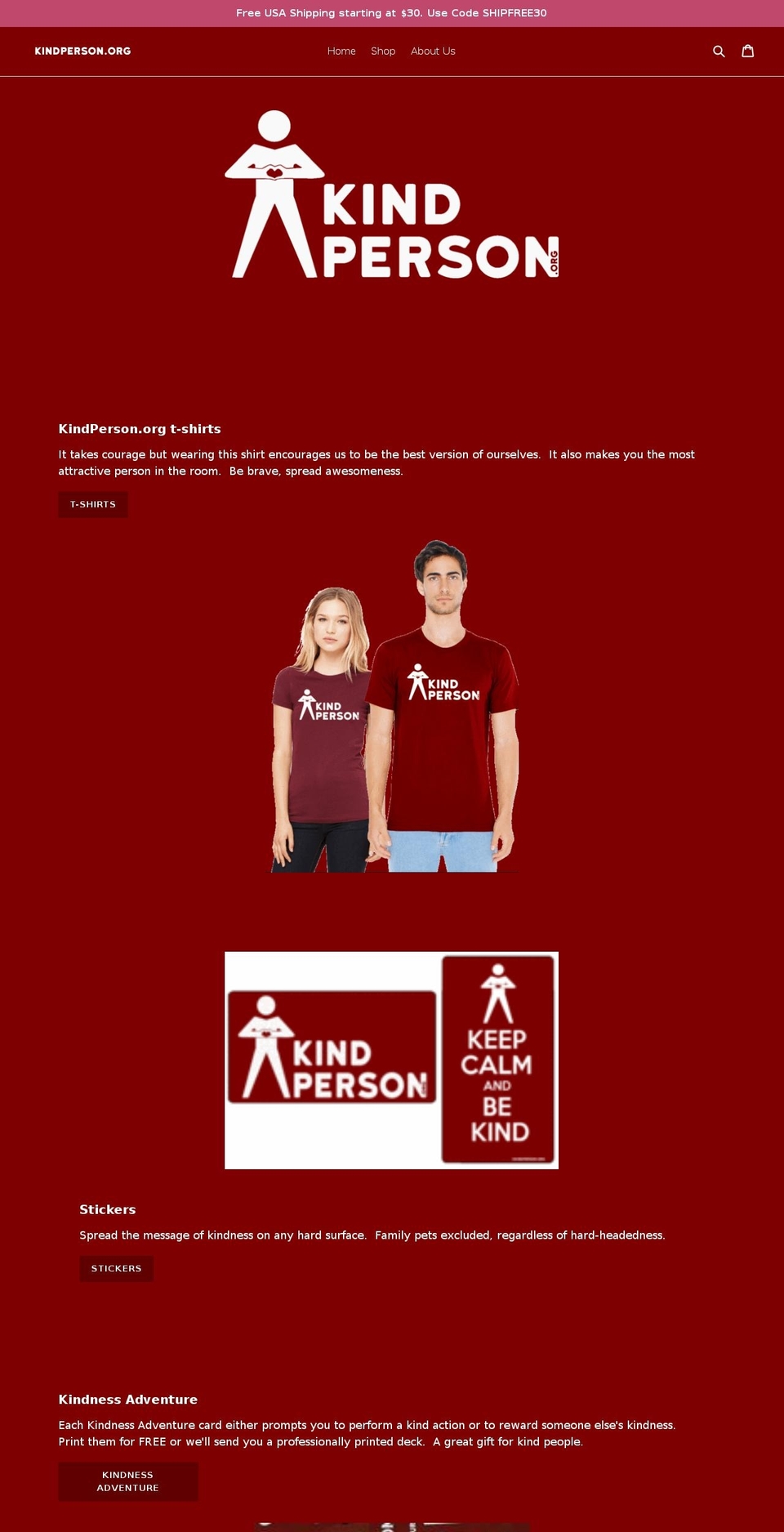 kindperson.org shopify website screenshot