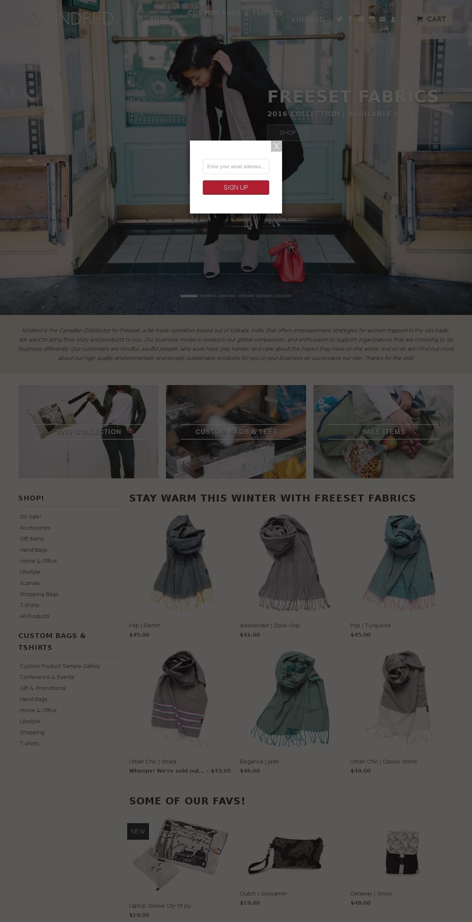 kindredapparel.com shopify website screenshot