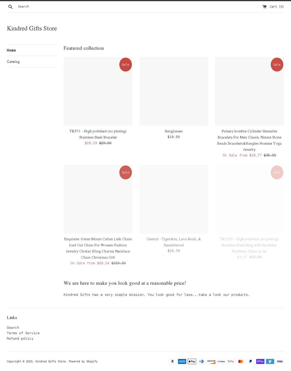 kindredgifts.org shopify website screenshot