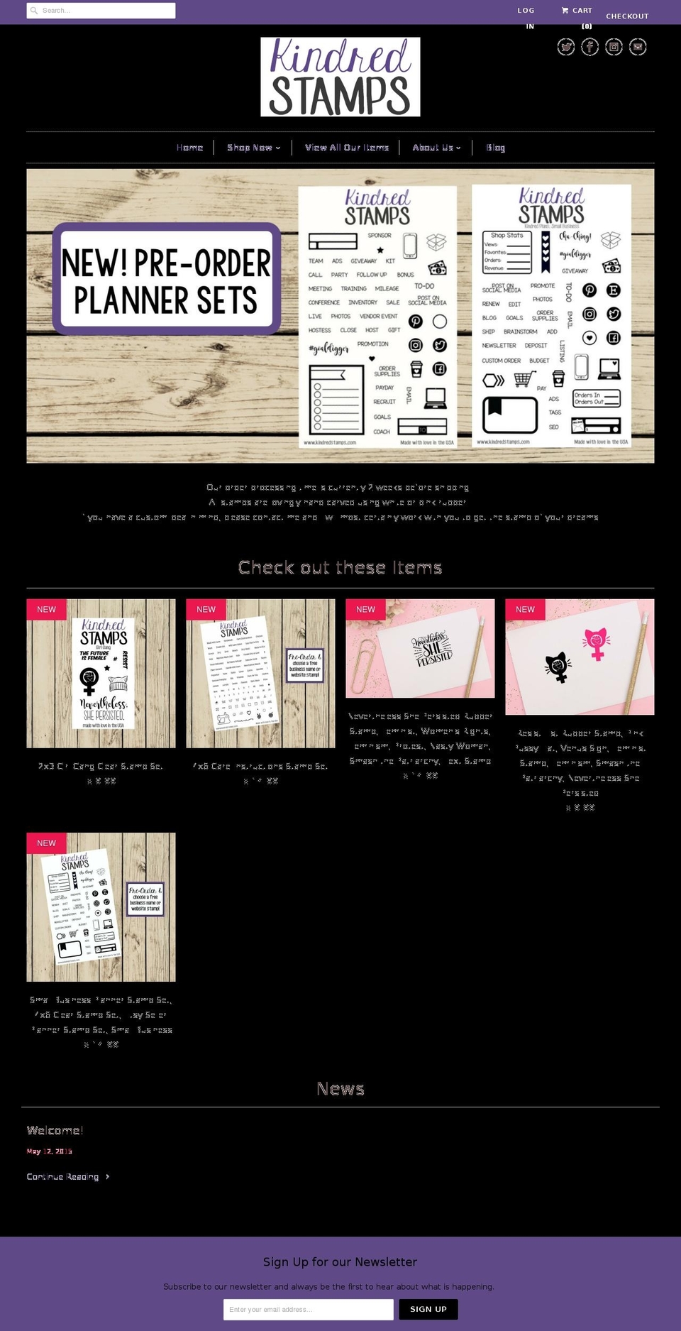 kindredstamps.com shopify website screenshot