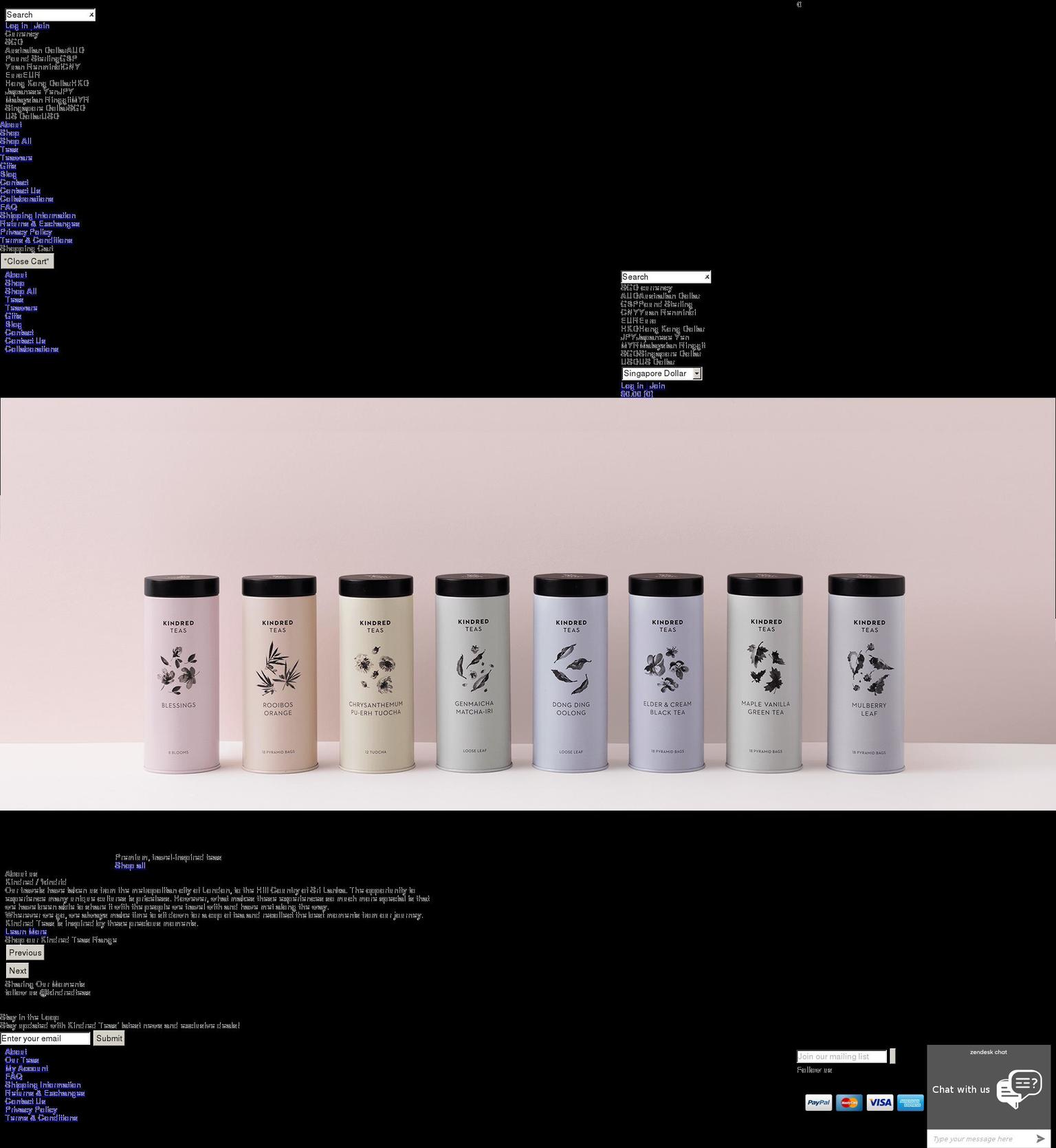 kindredteas.com — Shopify storefront screenshot