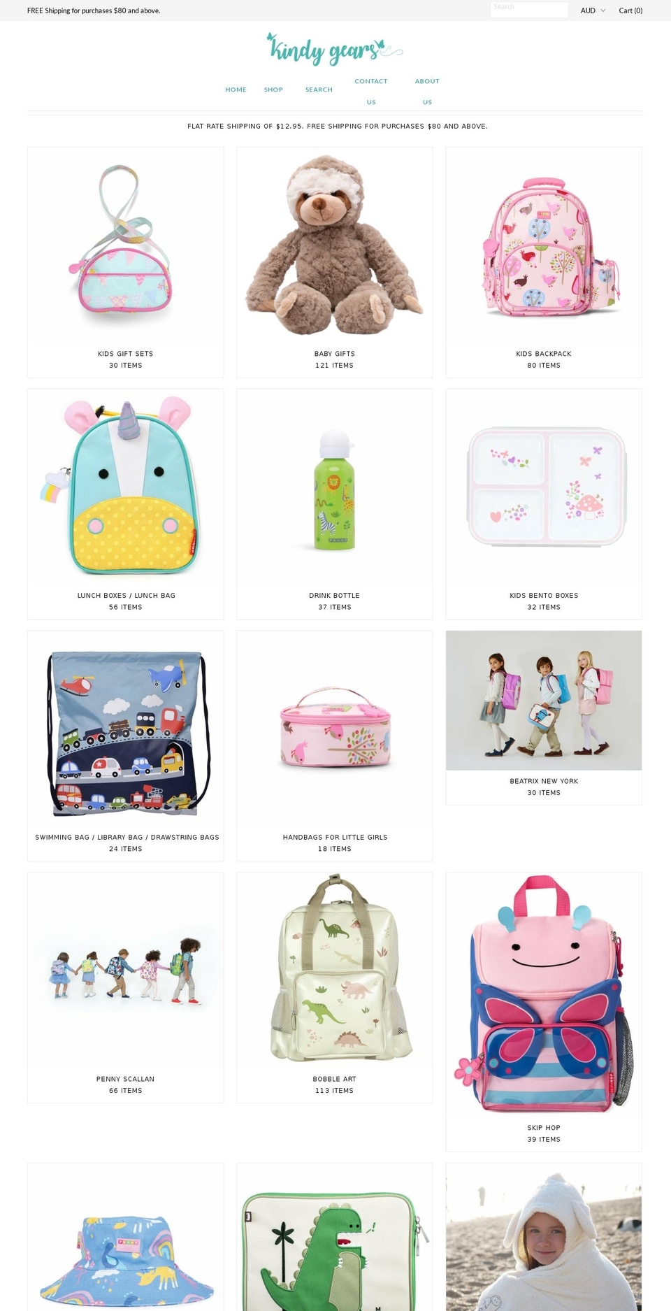 kindygears.com.au shopify website screenshot