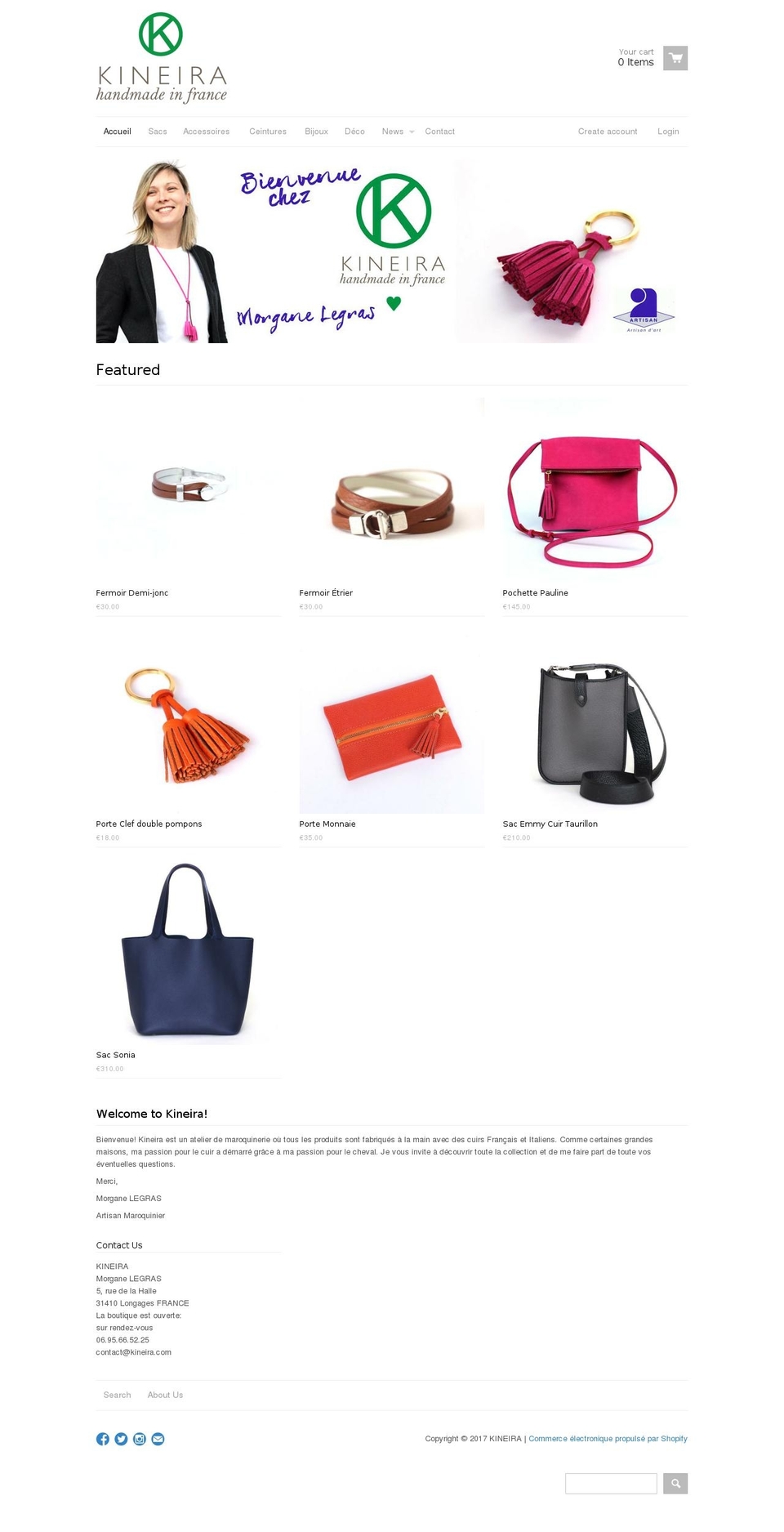 kineira.com shopify website screenshot