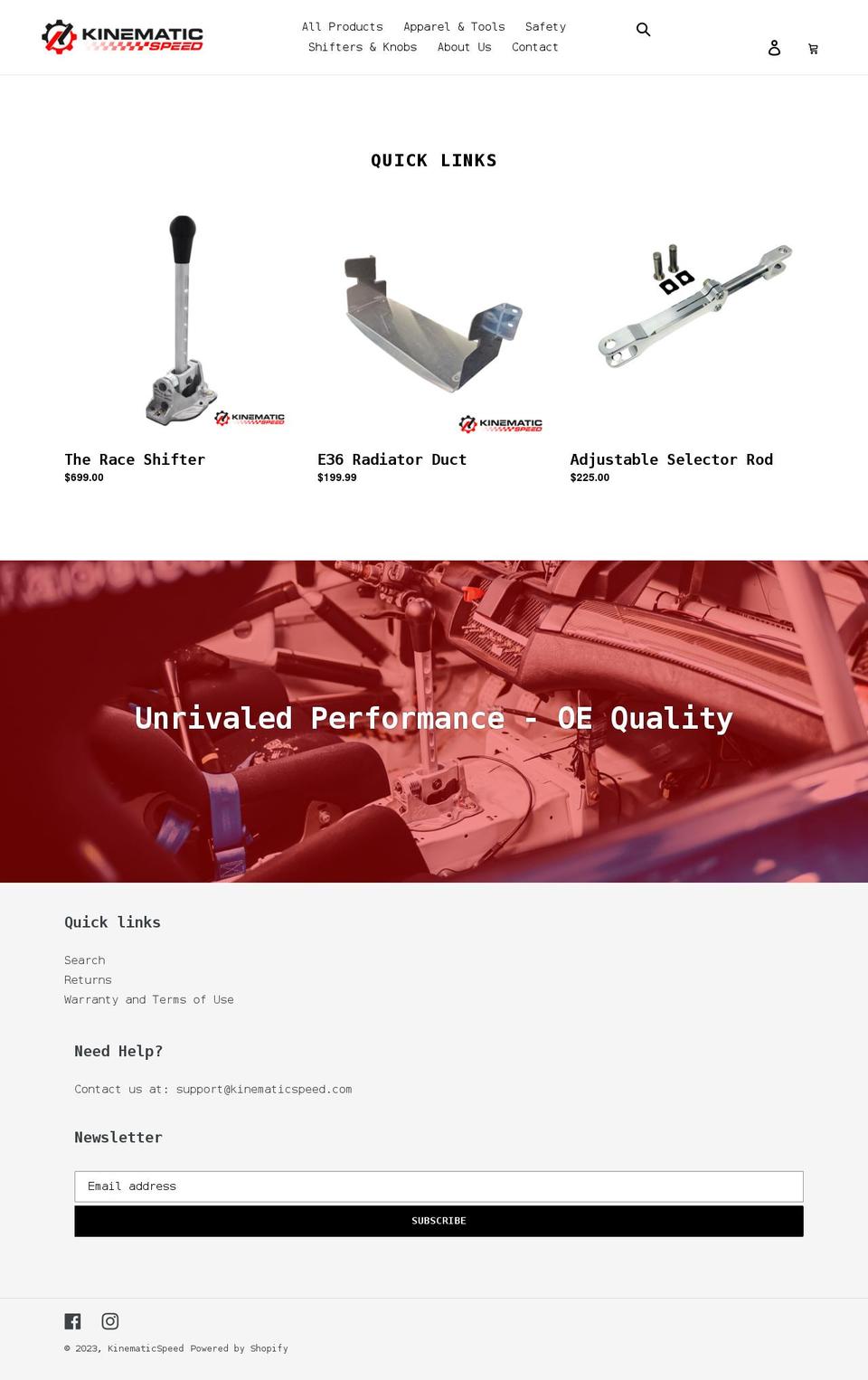 kinematicspeed.com shopify website screenshot
