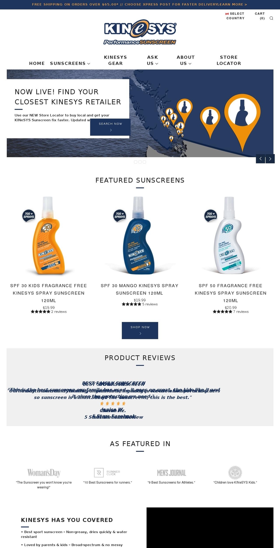 kinesysactive.ca shopify website screenshot