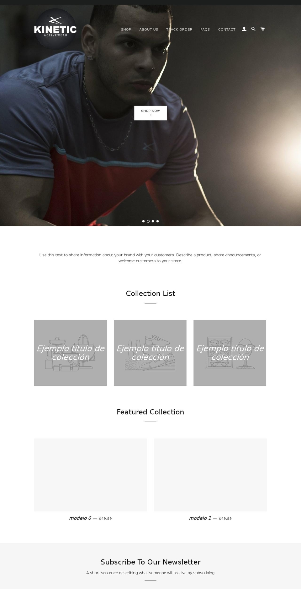 kineticactivewear.com — Shopify storefront screenshot