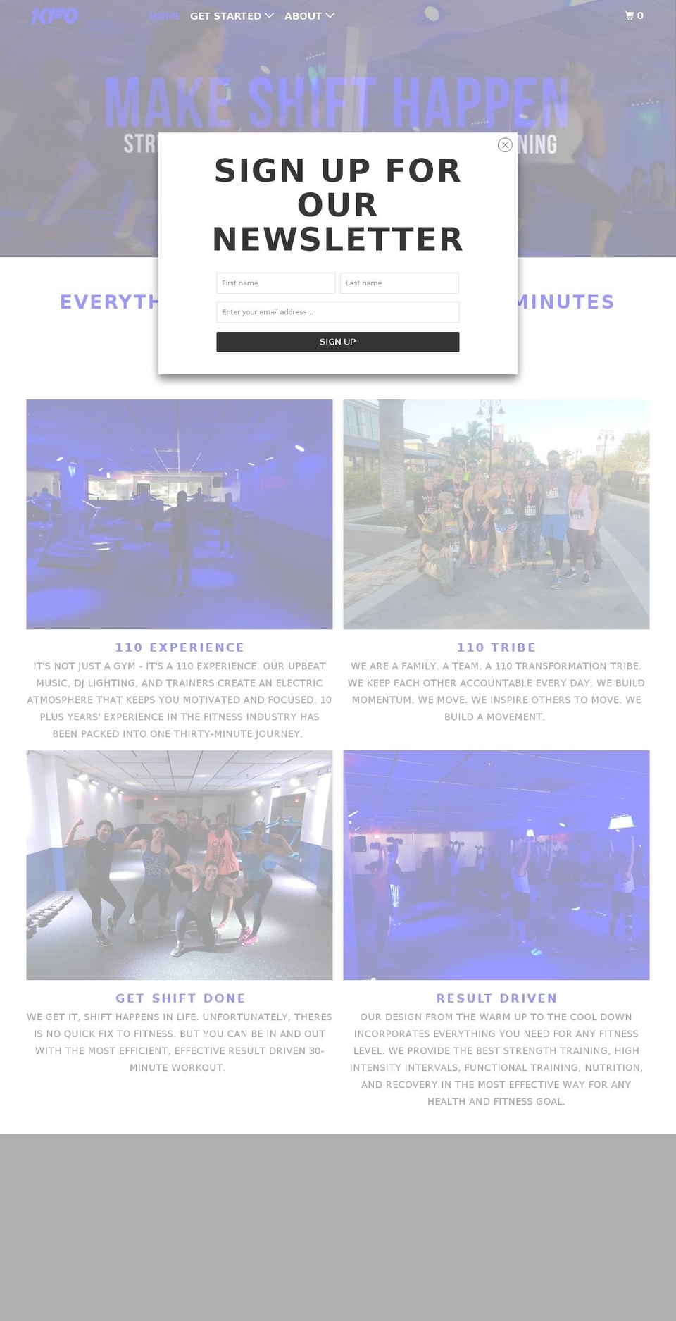 kineticfitness110.com — Shopify storefront screenshot