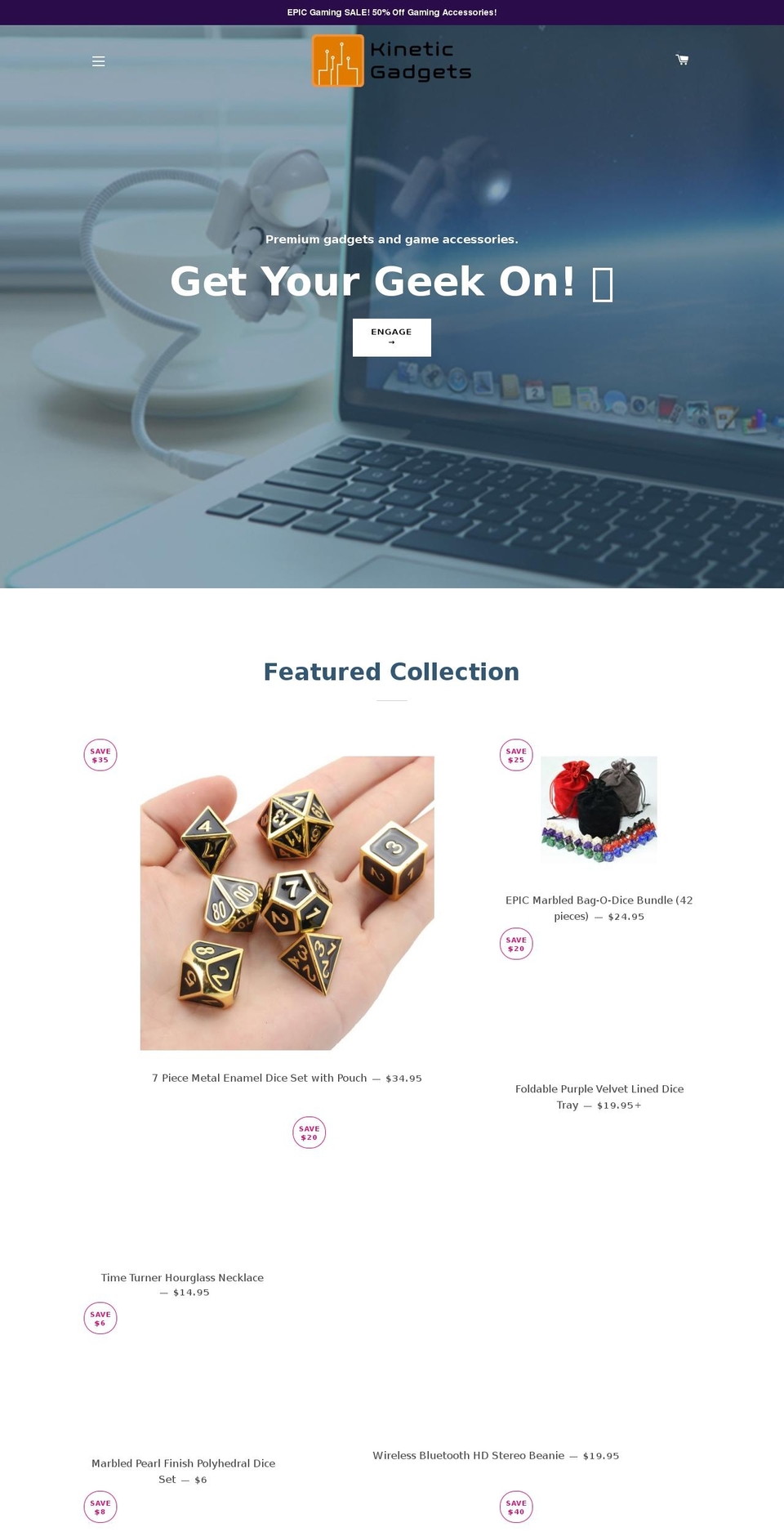 kineticgadgets.com — Shopify storefront screenshot