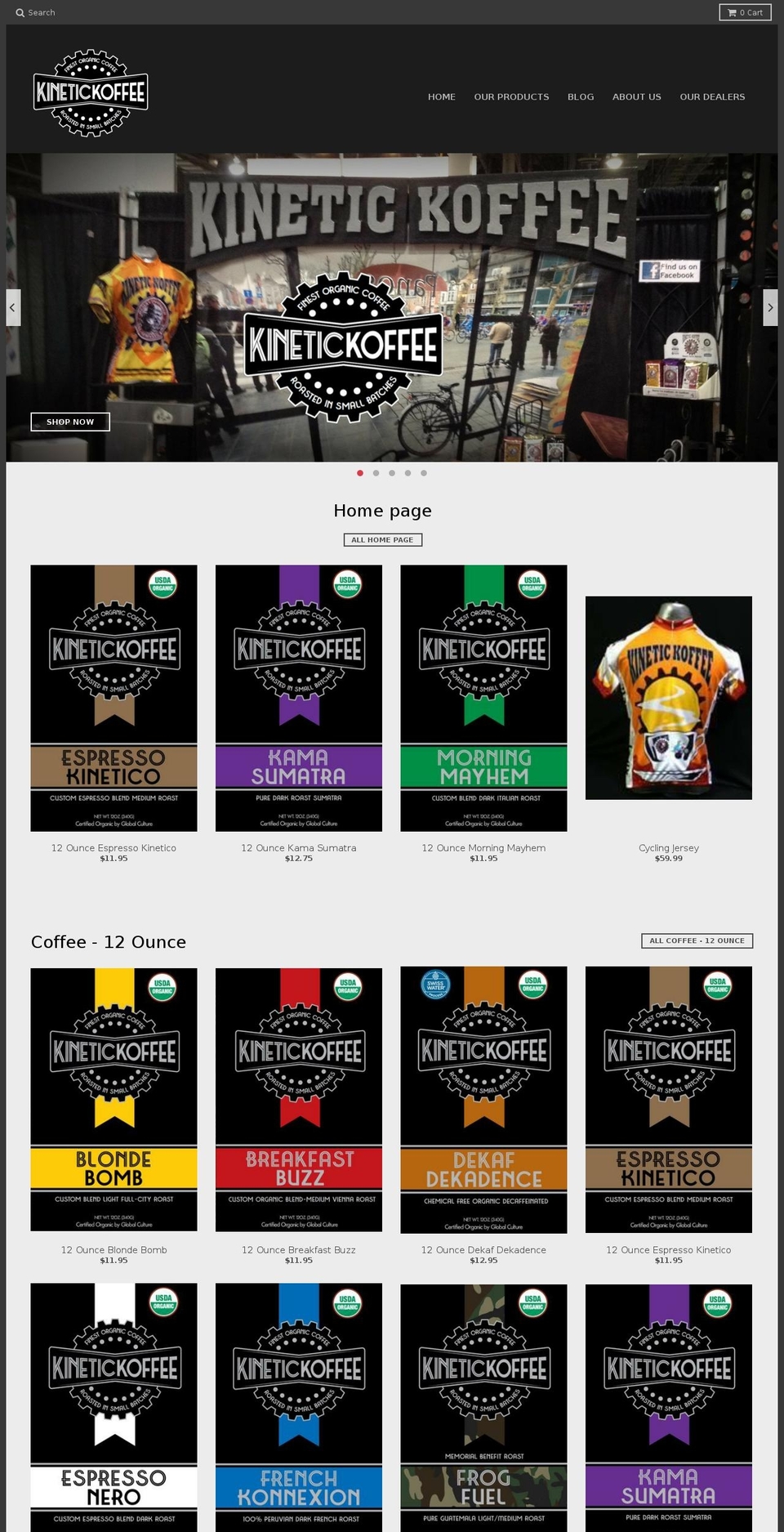 kinetickoffee.com shopify website screenshot