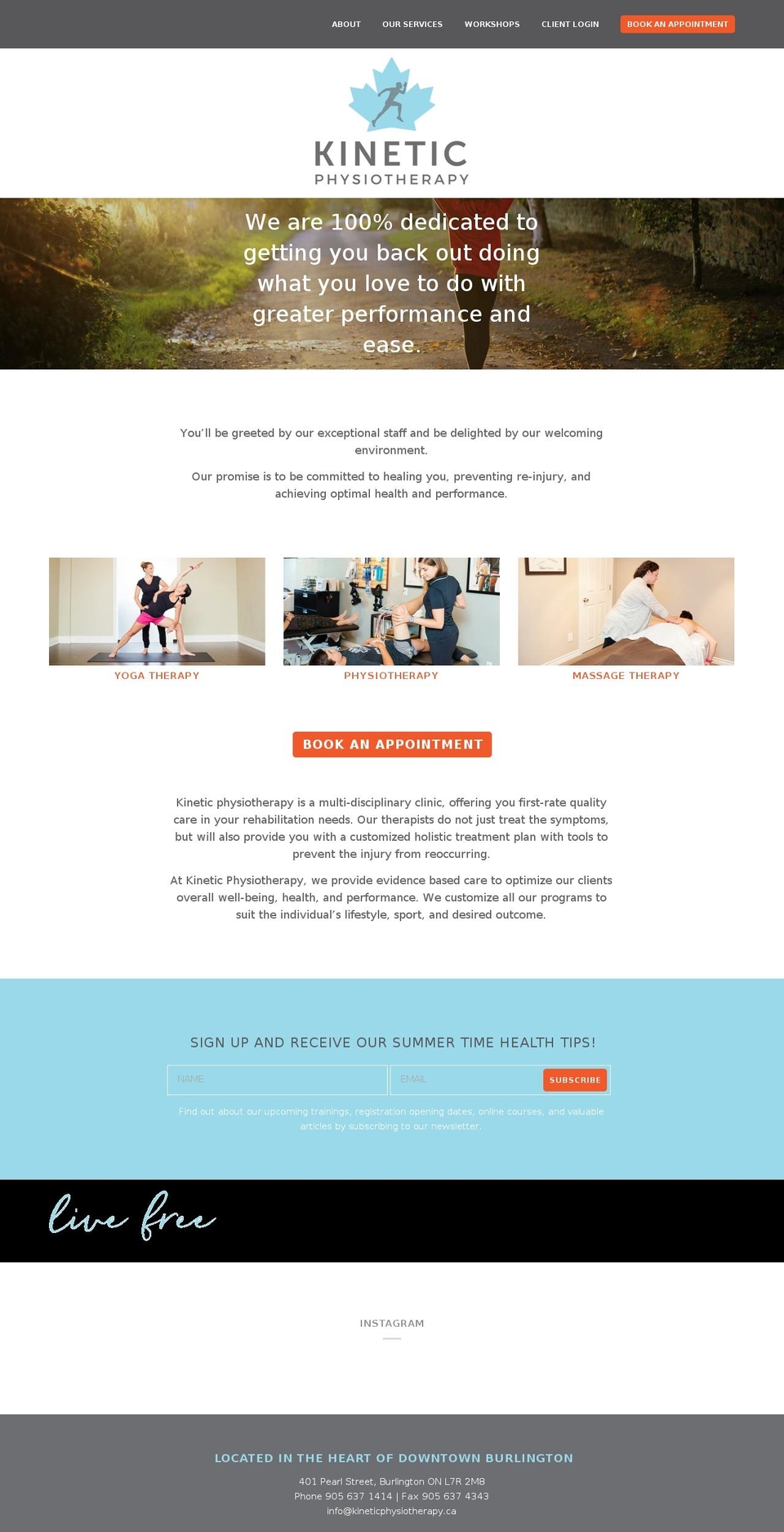 kineticphysiotherapy.ca shopify website screenshot