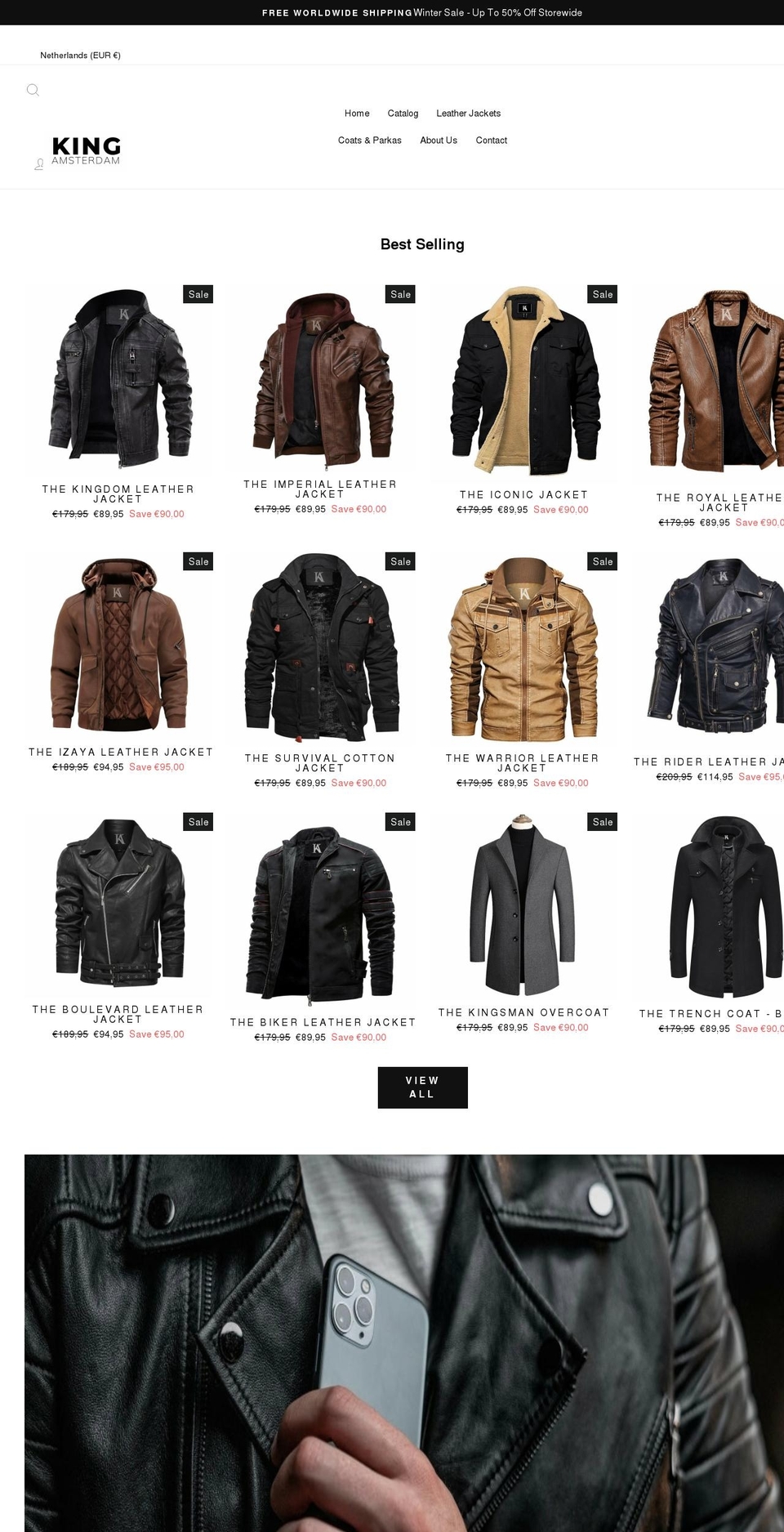 king-amsterdam.com shopify website screenshot