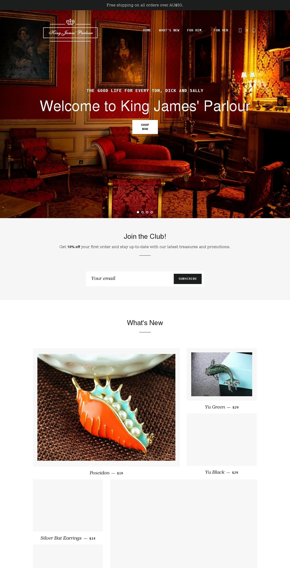 king-james-parlour.com shopify website screenshot