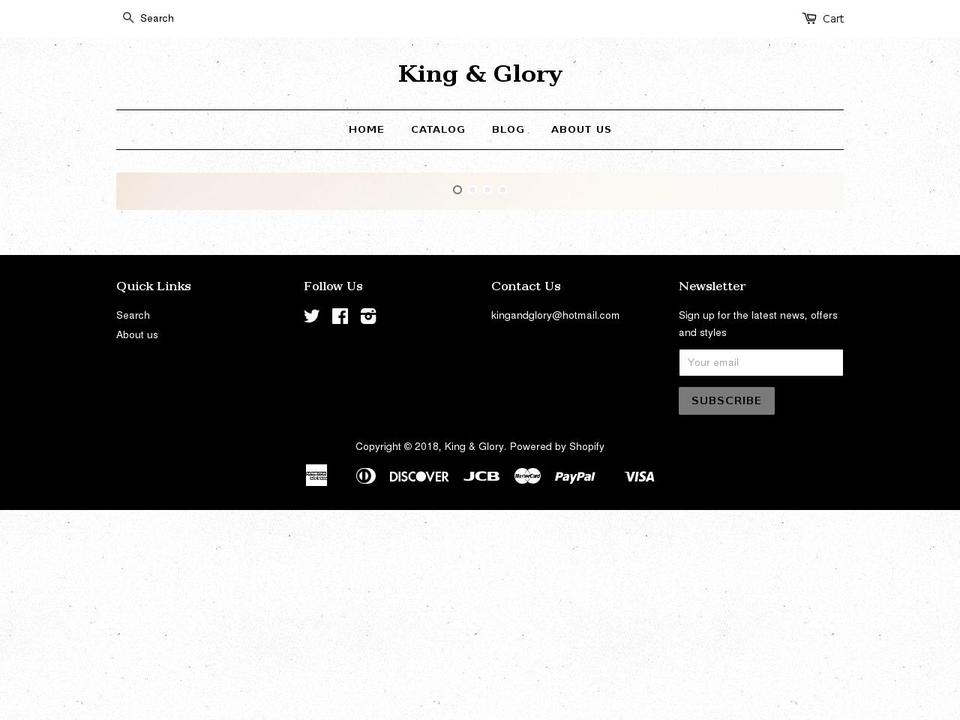 kingandglory.com — Shopify storefront screenshot