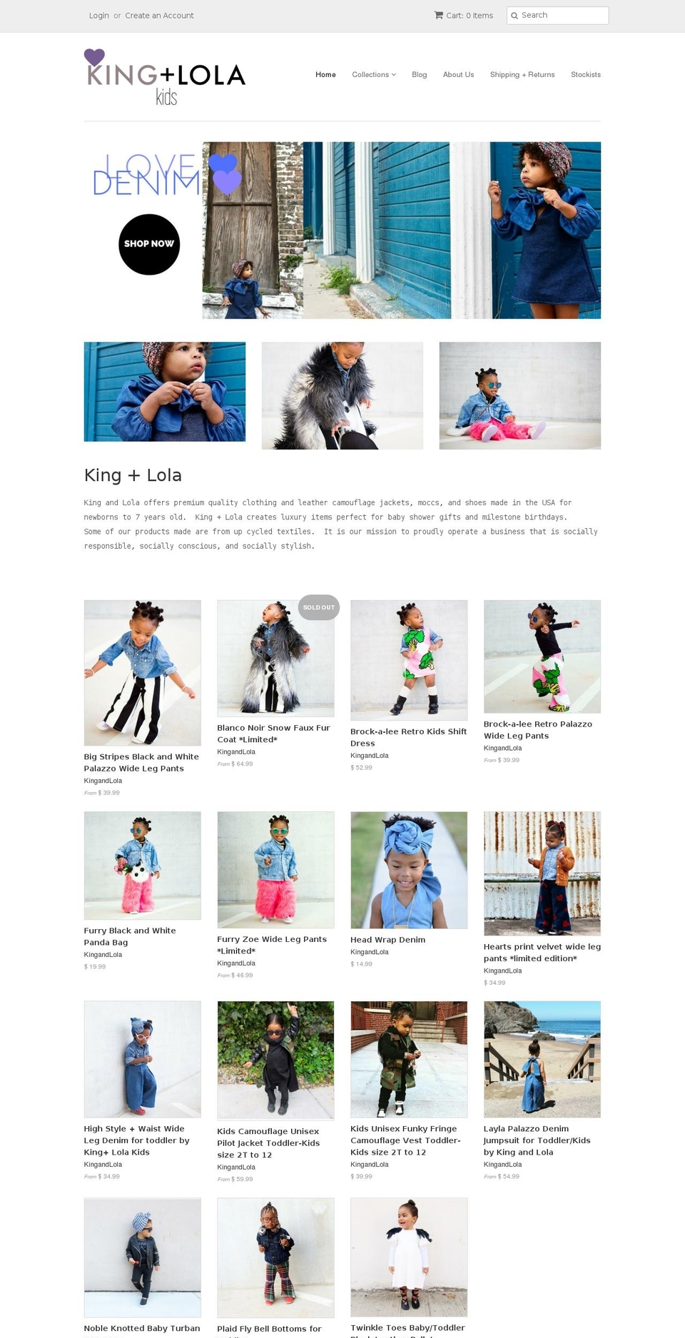 kingandlola.com shopify website screenshot