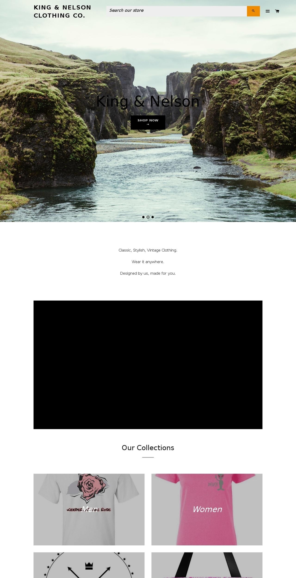 kingandnelsonclothingco.com — Shopify storefront screenshot