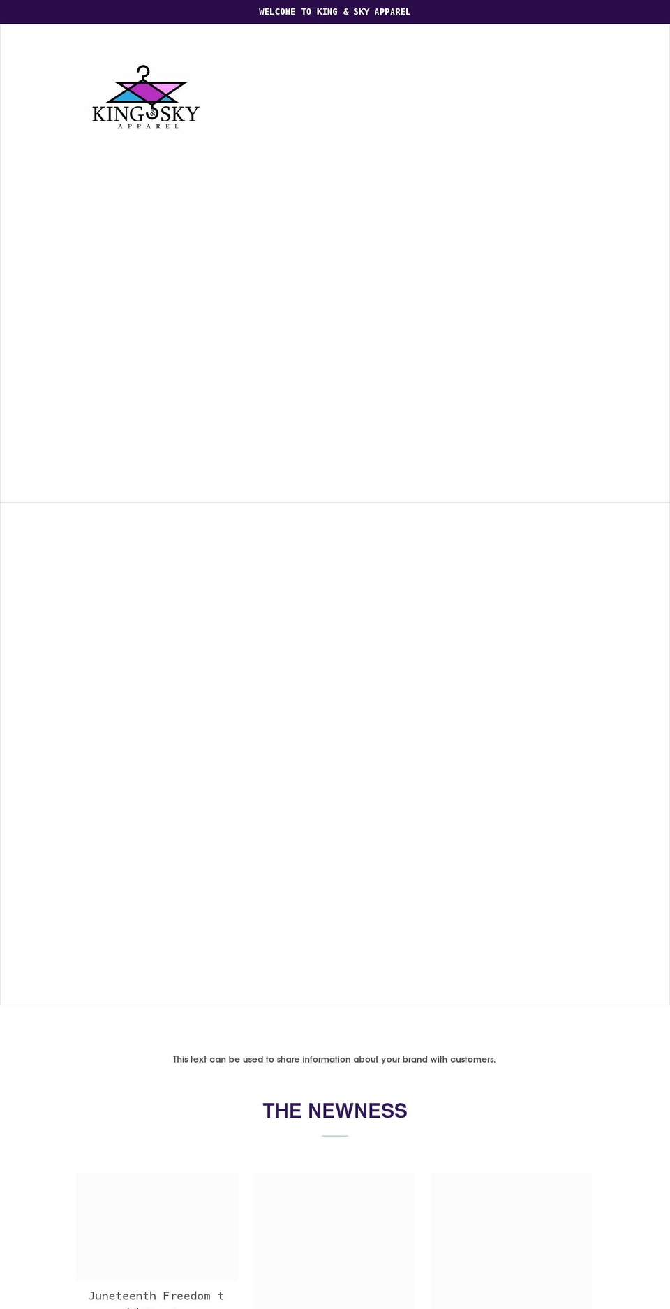 kingandskyapparel.com shopify website screenshot