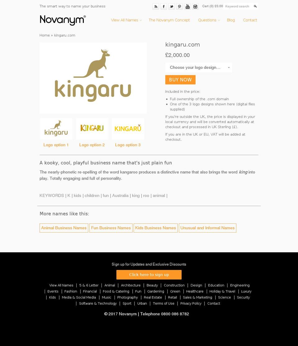 Clean Shopify theme site example kingaru.com