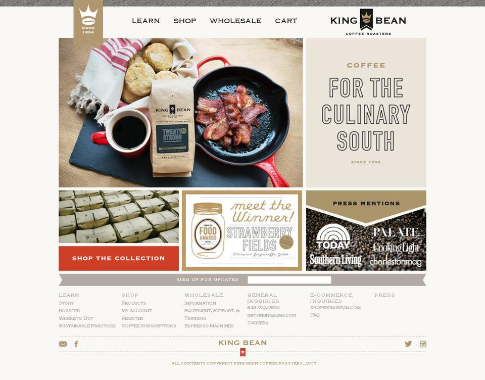 kingbeancoffee.com shopify website screenshot