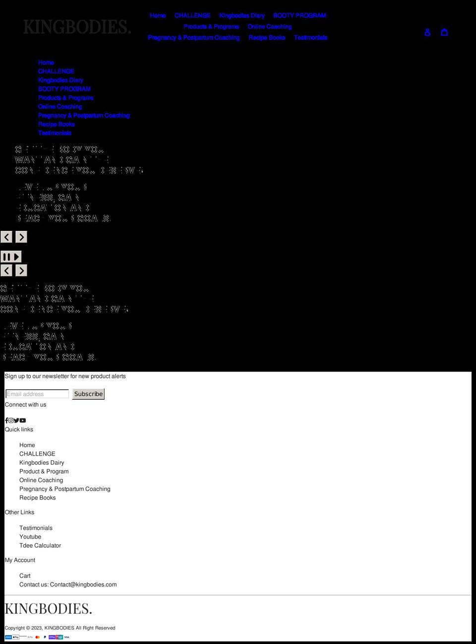 kingbodies.com shopify website screenshot
