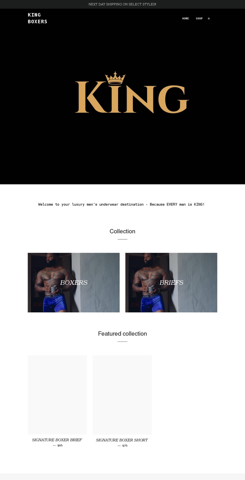 kingboxers.co shopify website screenshot