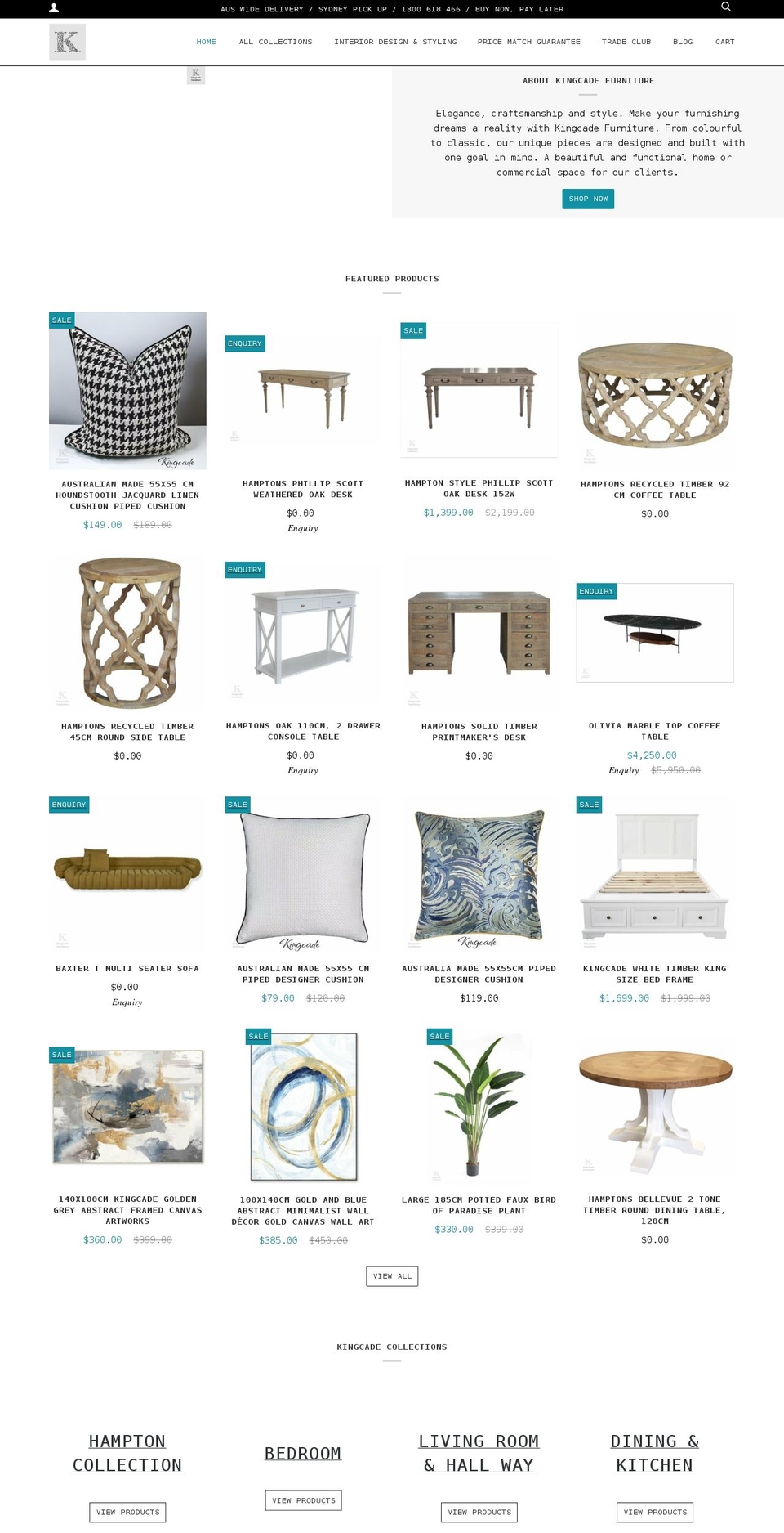 kingcadefurniture.com.au shopify website screenshot