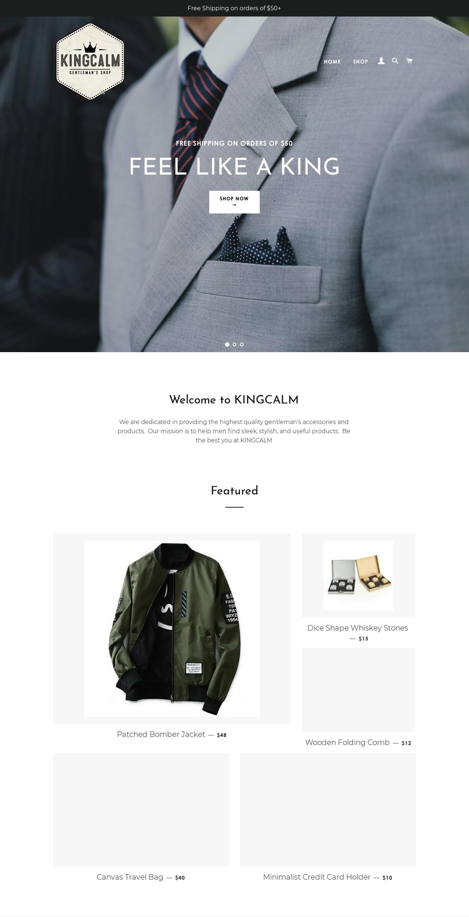 kingcalm.com — Shopify storefront screenshot