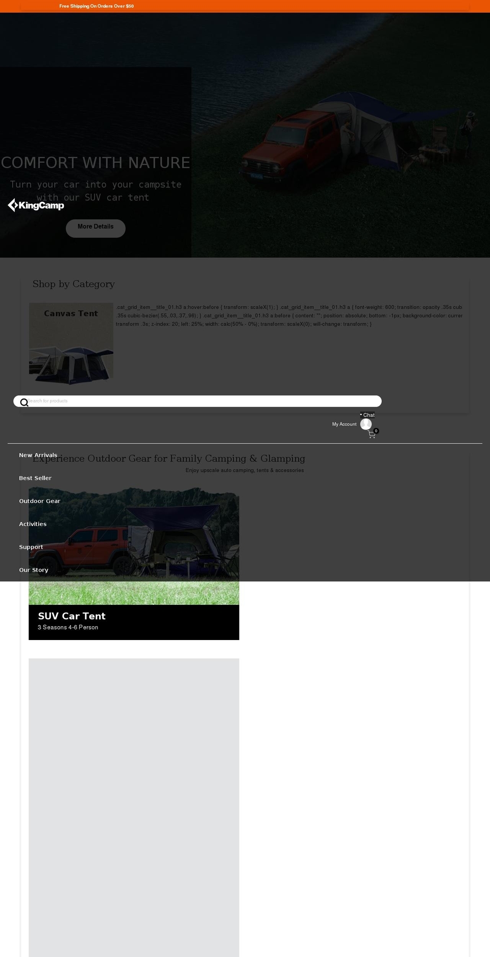 NM Shopify theme site example kingcampoutdoors.com