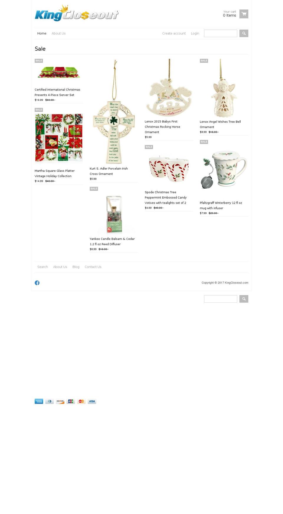 kingcloseout.com shopify website screenshot