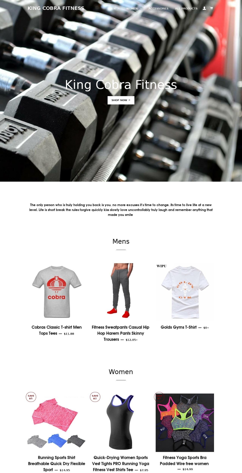 kingcobrafitness.com — Shopify storefront screenshot