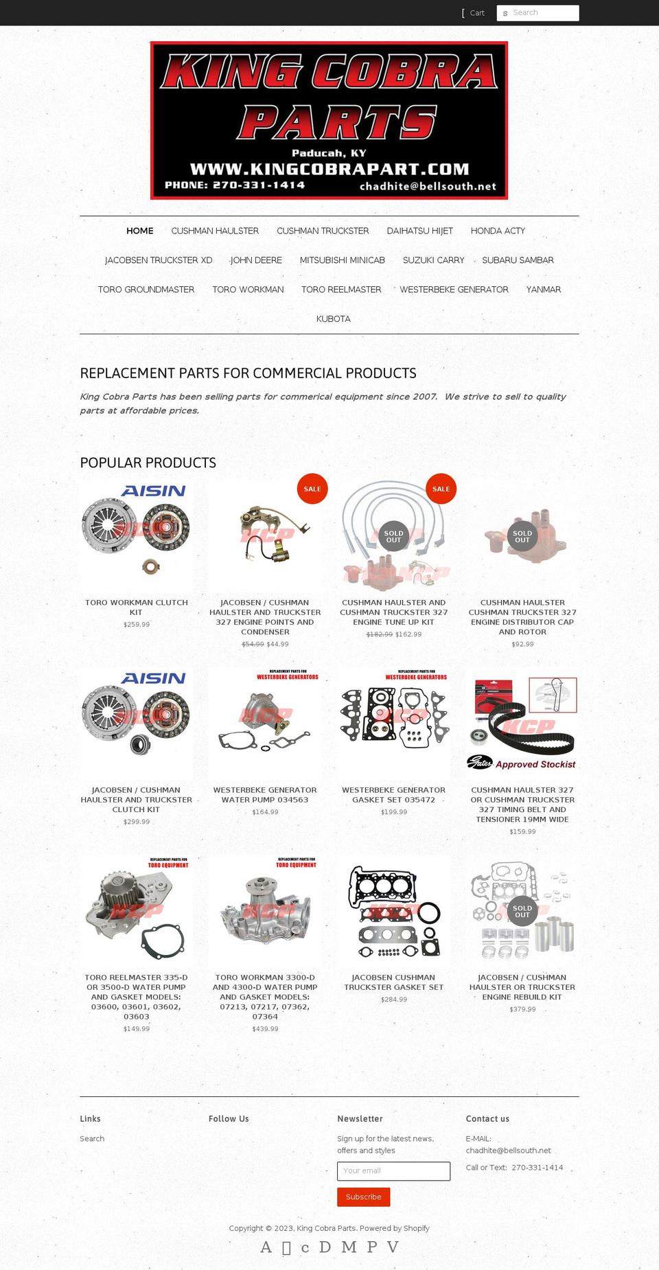 kingcobrapart.com shopify website screenshot