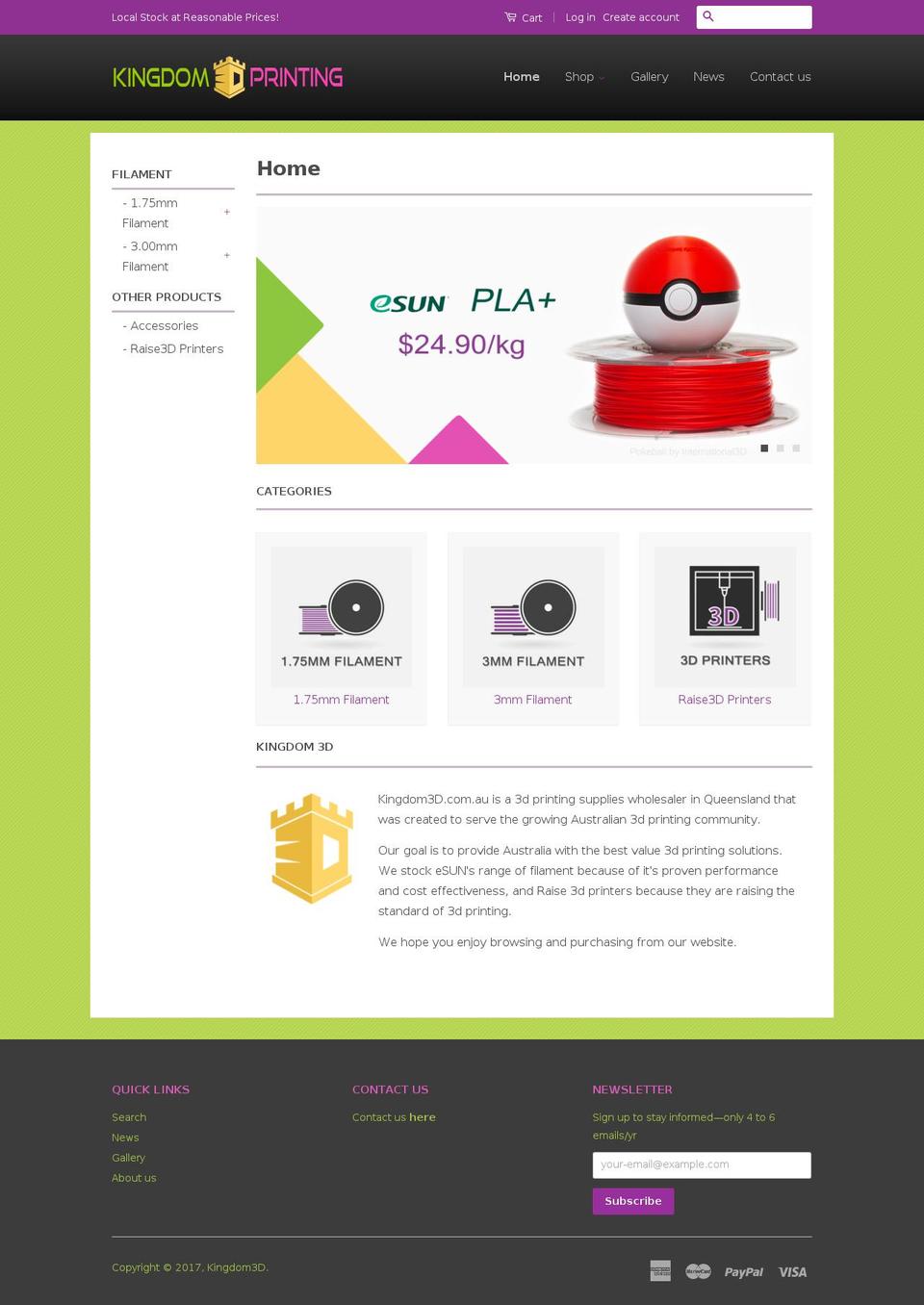 kingdom3d.com shopify website screenshot