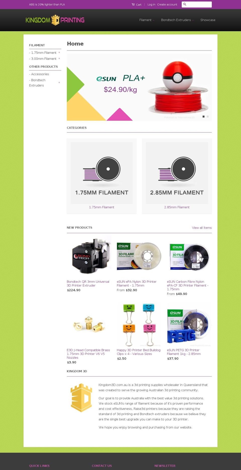 kingdom3dprinting.com — Shopify storefront screenshot