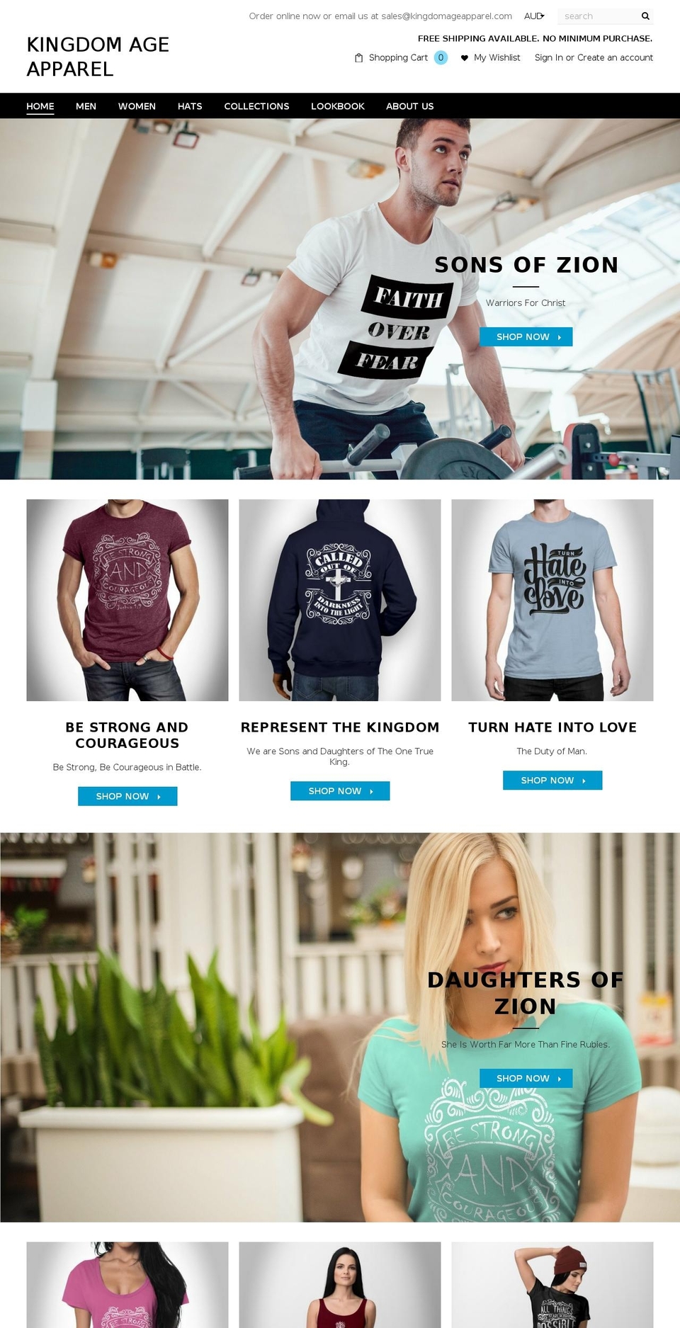 kingdomageapparel.com — Shopify storefront screenshot
