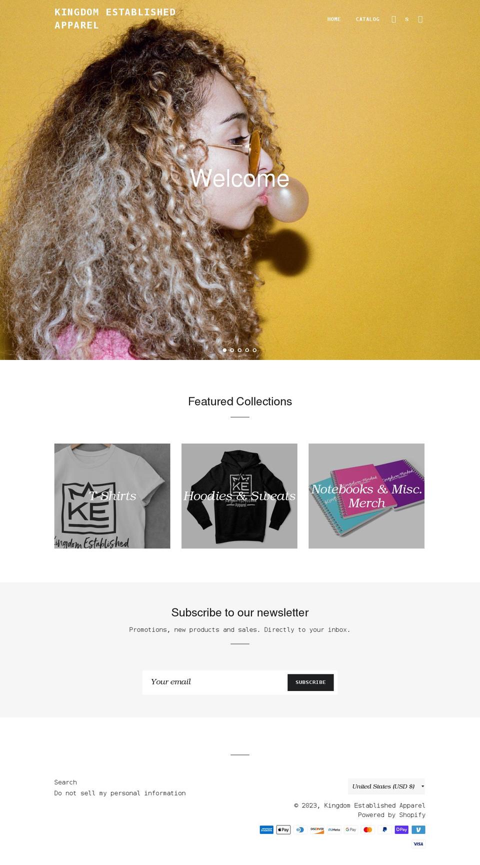 kingdomestablished.com shopify website screenshot