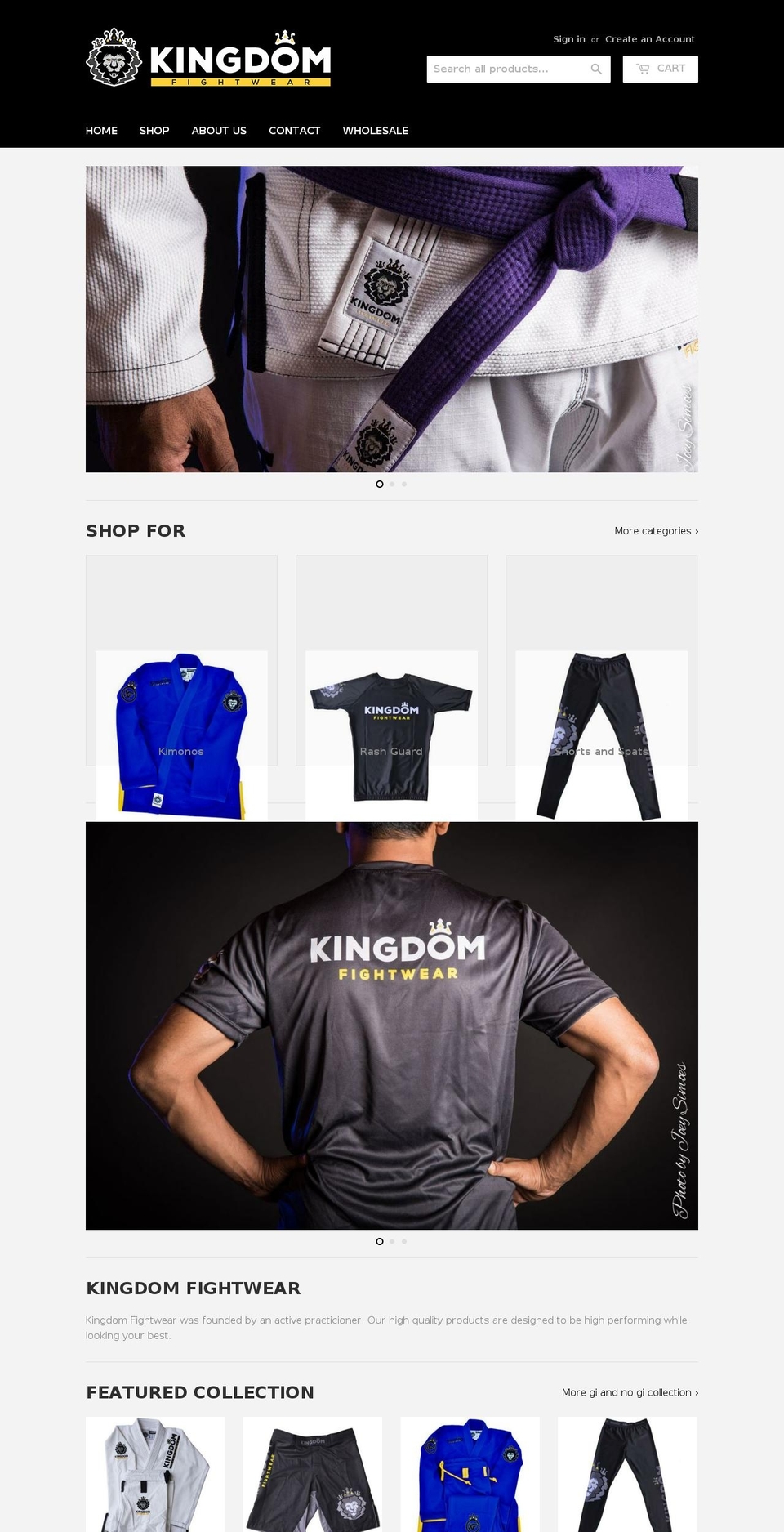kingdomfightwear.com — Shopify storefront screenshot