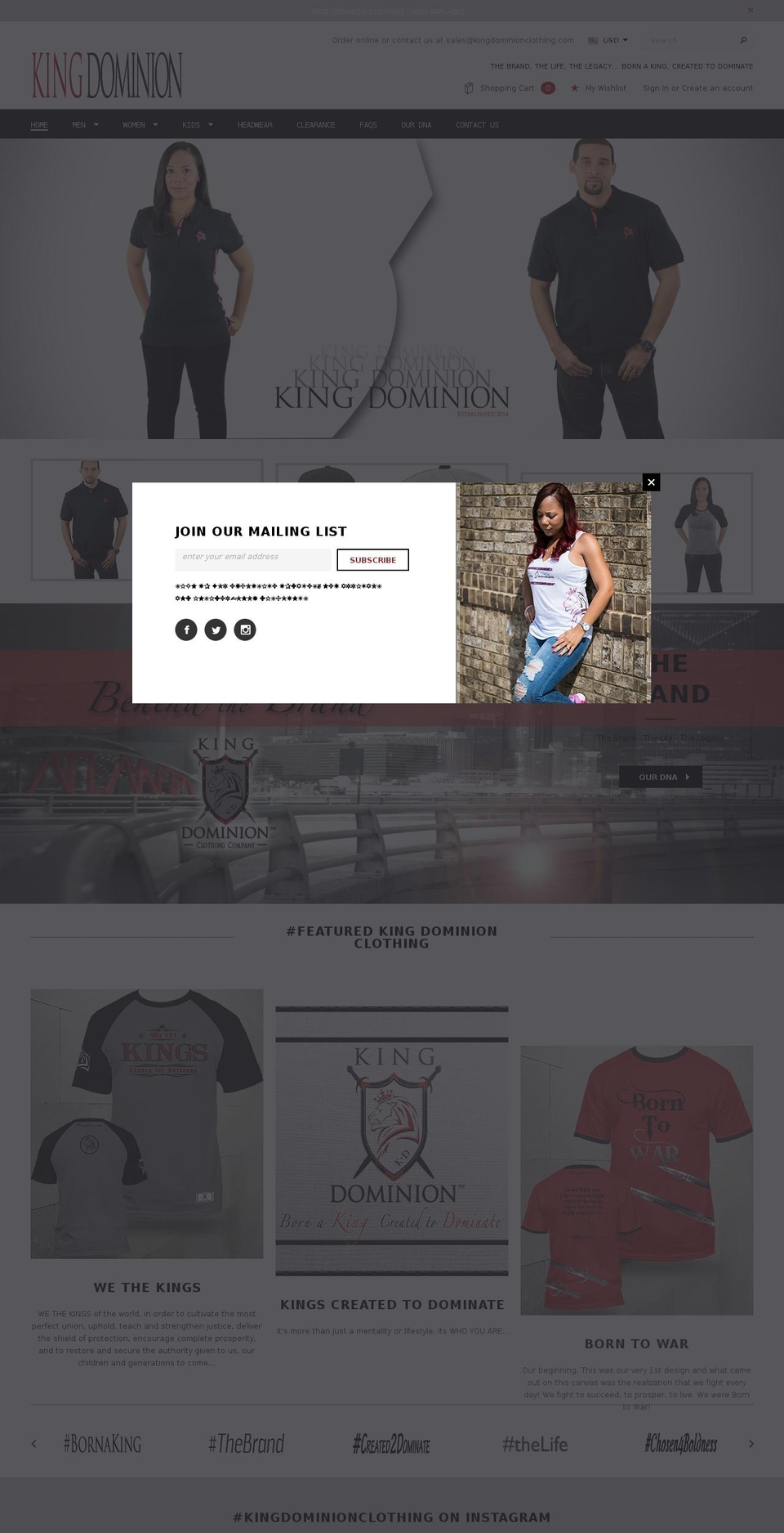 kingdominionclothing.com shopify website screenshot