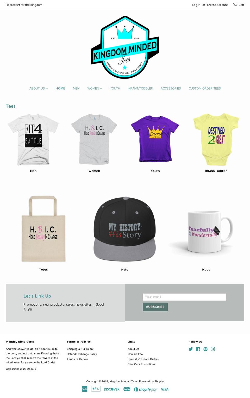 kingdommindedtees.com — Shopify storefront screenshot
