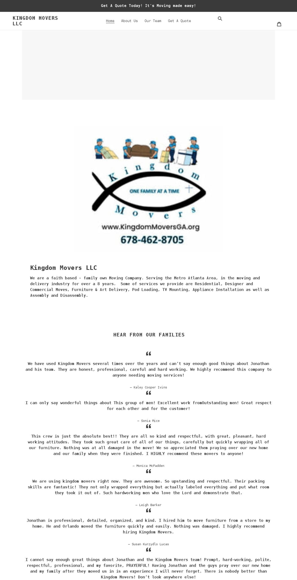 kingdommoversga.org shopify website screenshot