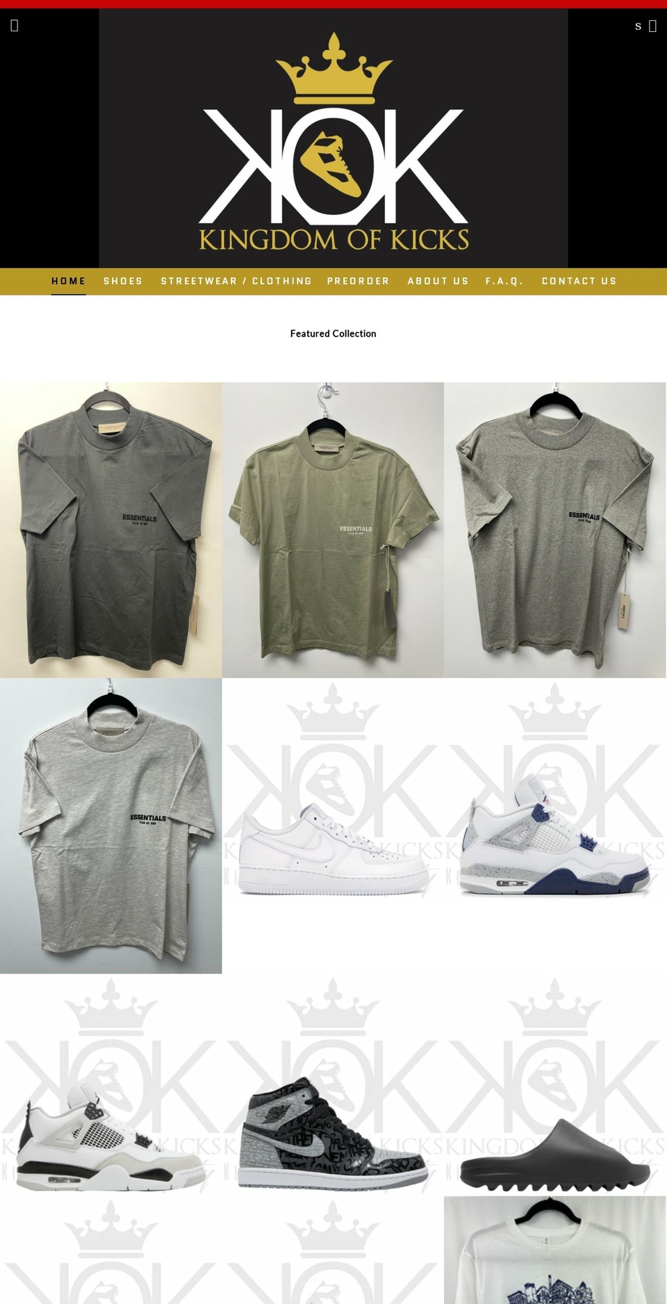 kingdomofkicks989.com shopify website screenshot