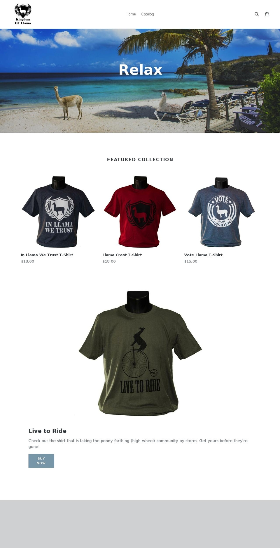 kingdomofllama.com — Shopify storefront screenshot