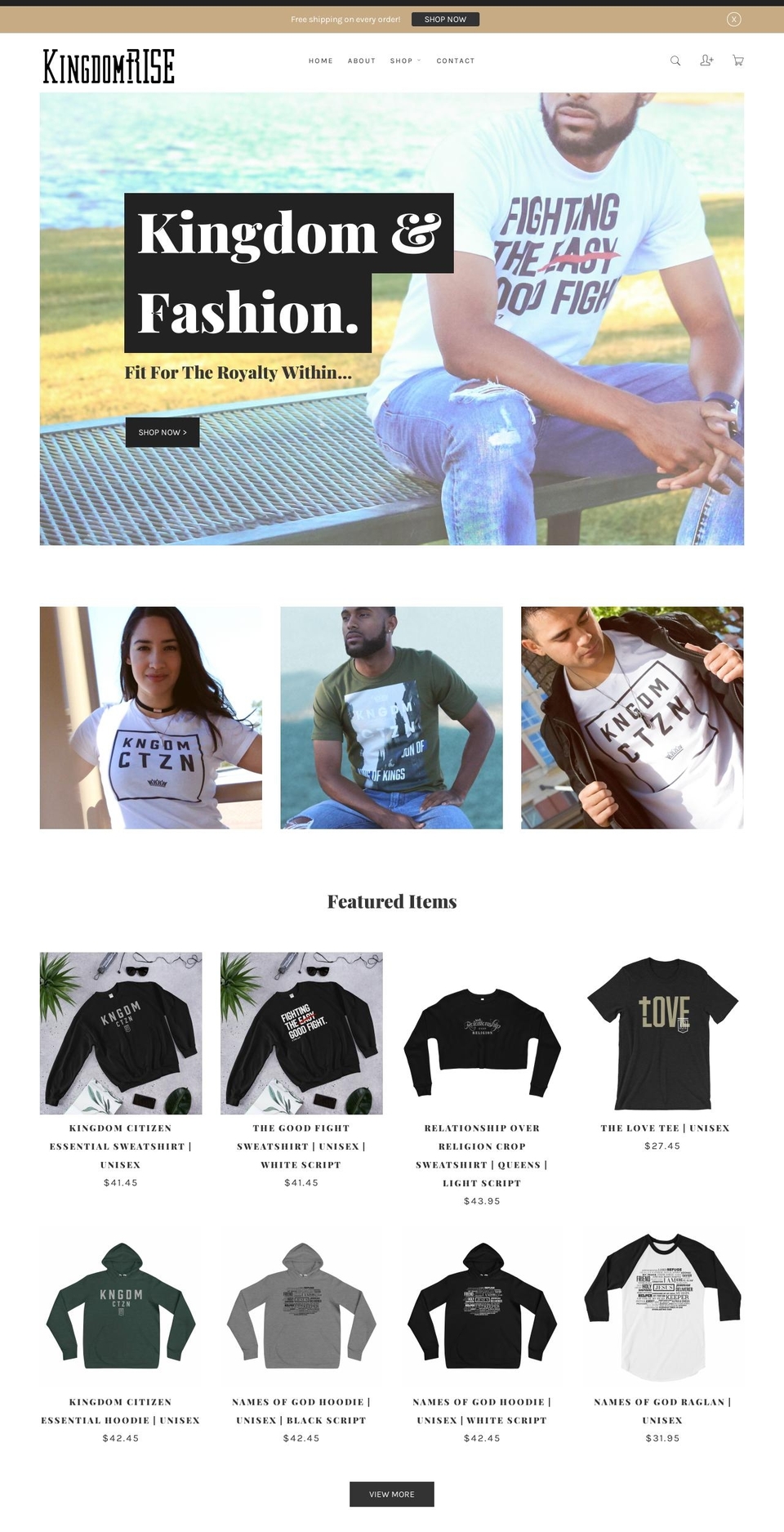 kingdomriseapparel.com shopify website screenshot