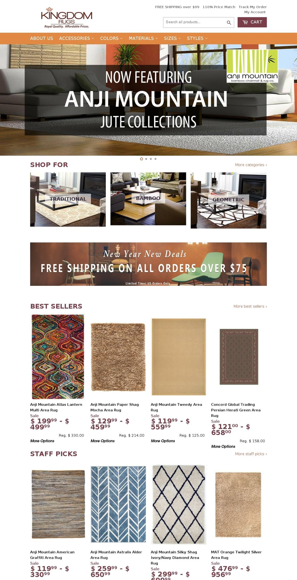 kingdomrugs.com shopify website screenshot
