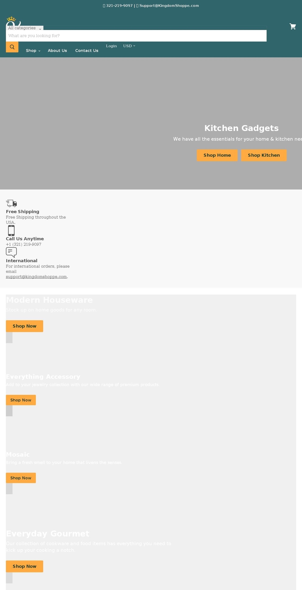 kingdomshoppe.com shopify website screenshot