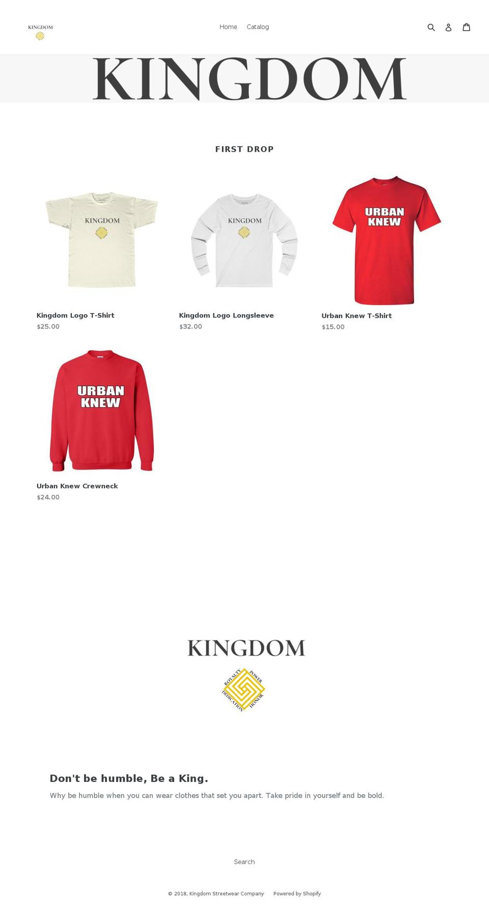kingdomstreetwear.com — Shopify storefront screenshot