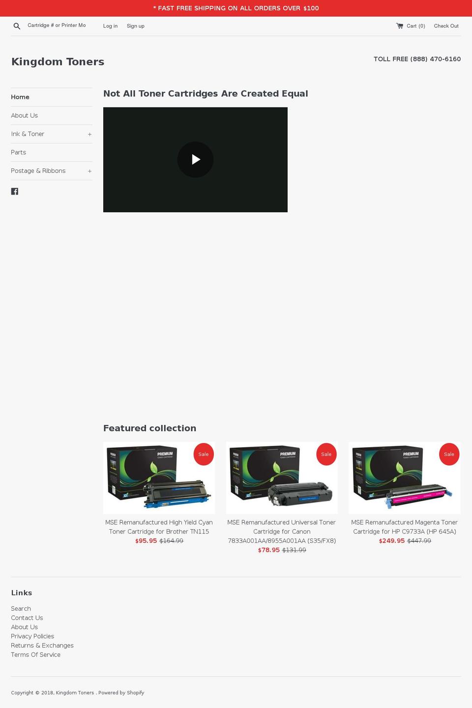 kingdomtoners.com — Shopify storefront screenshot