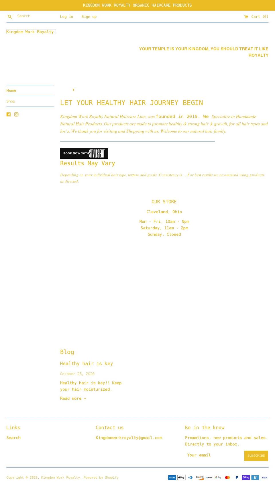 kingdomworkroyalty.com shopify website screenshot